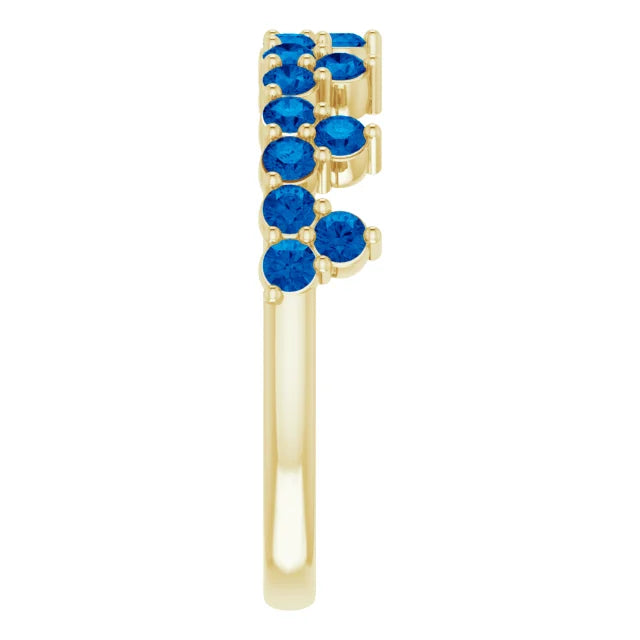 14K Yellow Gold Natural Blue Sapphire Crown Ring
