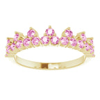 14K Yellow Gold Natural Pink Sapphire Crown Ring
