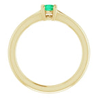 14K Yellow Gold Natural Emerald Youth Solitaire Ring