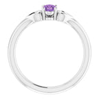 Sterling Silver Natural Amethyst Youth Heart Ring
