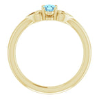 14K Yellow Gold Natural Aquamarine Youth Heart Ring