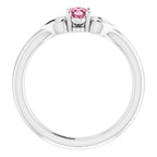 Sterling Silver Imitation Pink Tourmaline Youth Heart Ring