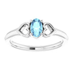Sterling Silver Imitation Aquamarine Youth Heart Ring