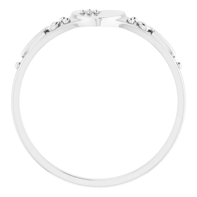 14K White Gold .01 CT Natural Diamond Youth Heart Ring