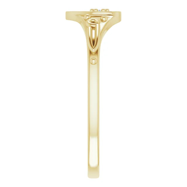 14K Yellow Gold .01 CT Natural Diamond Youth Heart Ring