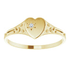 14K Yellow Gold .01 CT Natural Diamond Youth Heart Ring