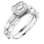 14K White Gold Emerald 1/2 CTW Natural Diamond Semi-Set Engagement Ring