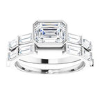 14K White Gold Emerald 1/2 CTW Natural Diamond Semi-Set Engagement Ring