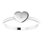 14K White Gold .01 CT Diamond Solitaire Heart Youth Ring