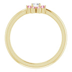 14K Yellow Gold Pink Tourmaline & .06 CT Diamond Flower Ring