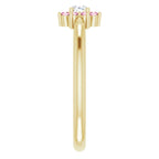 14K Yellow Gold Pink Tourmaline & .06 CT Diamond Flower Ring