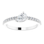 14K White 6x4 mm Pear Forever One™ Lab-Grown Colorless Moissanite & 1/6 CTW Natural Diamond Ring