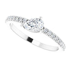 14K White 6x4 mm Pear Forever One™ Lab-Grown Colorless Moissanite & 1/6 CTW Natural Diamond Ring