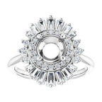 14K White Gold Round 1/2 CTW Natural Diamond Semi-Set Engagement Ring