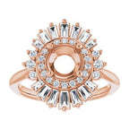 14K Rose Gold Round 1/2 CTW Natural Diamond Semi-Set Engagement Ring