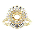 14K Yellow Gold Round 1/2 CTW Natural Diamond Semi-Set Engagement Ring