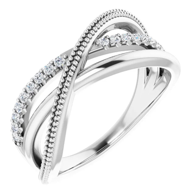 14K White Gold 1/5 CTW Natural Diamond Criss-Cross Ring