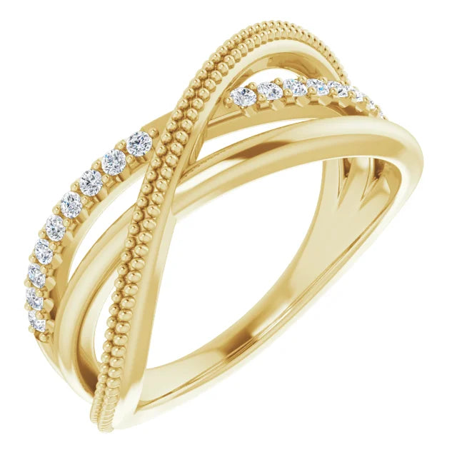14K Yellow Gold 1/5 CTW Natural Diamond Criss-Cross Ring
