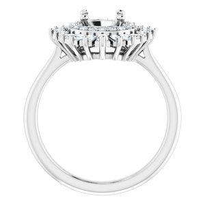 14K White Gold Round 1/2 CTW Natural Diamond Semi-Set Engagement Ring