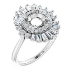 14K White Gold Round 1/2 CTW Natural Diamond Semi-Set Engagement Ring