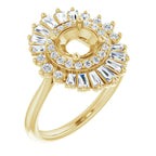 14K Yellow Gold Round 1/2 CTW Natural Diamond Semi-Set Engagement Ring