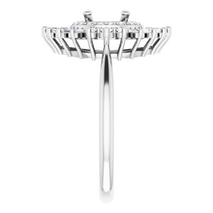 14K White Gold Round 1/2 CTW Natural Diamond Semi-Set Engagement Ring