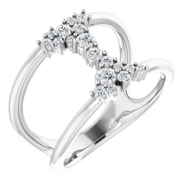 14K White Gold 3/8 CTW Lab-Grown Diamond Negative Space Ring