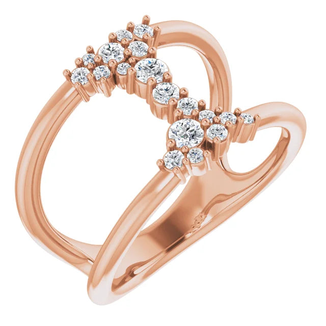 14K Rose Gold 3/8 CTW Lab-Grown Diamond Negative Space Ring