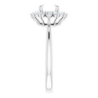 14K White Gold Round 1/2 CTW Natural Diamond Semi-Set Halo-Style Engagement Ring