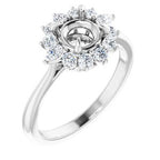 14K White Gold Round 1/2 CTW Natural Diamond Semi-Set Halo-Style Engagement Ring
