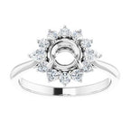 14K White Gold Round 1/2 CTW Natural Diamond Semi-Set Halo-Style Engagement Ring