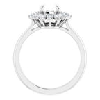 14K White Gold Round 1/2 CTW Natural Diamond Semi-Set Halo-Style Engagement Ring