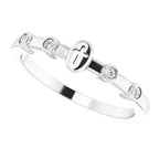 14K White Gold .06 CTW Natural Diamond Stackable Cross Ring
