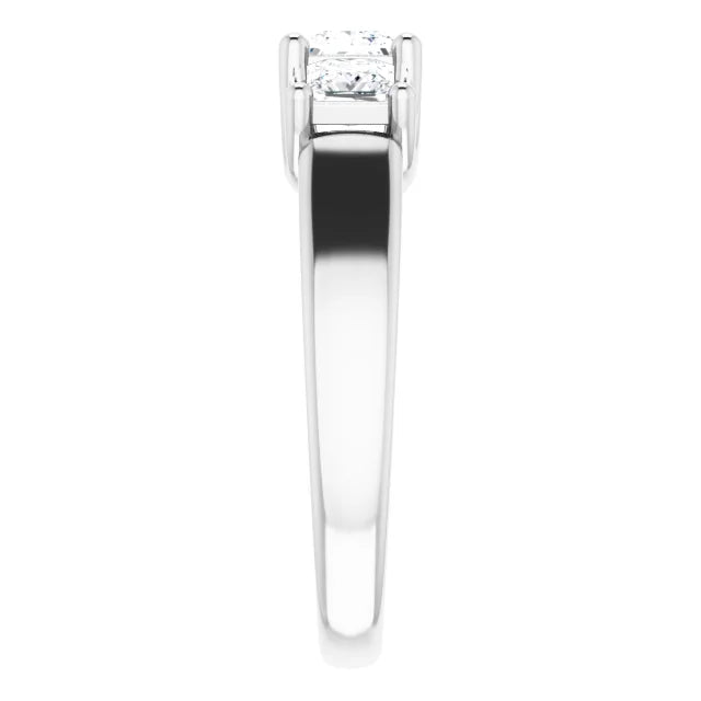 Sterling Silver Imitation White Cubic Zirconia Three-Stone Ring