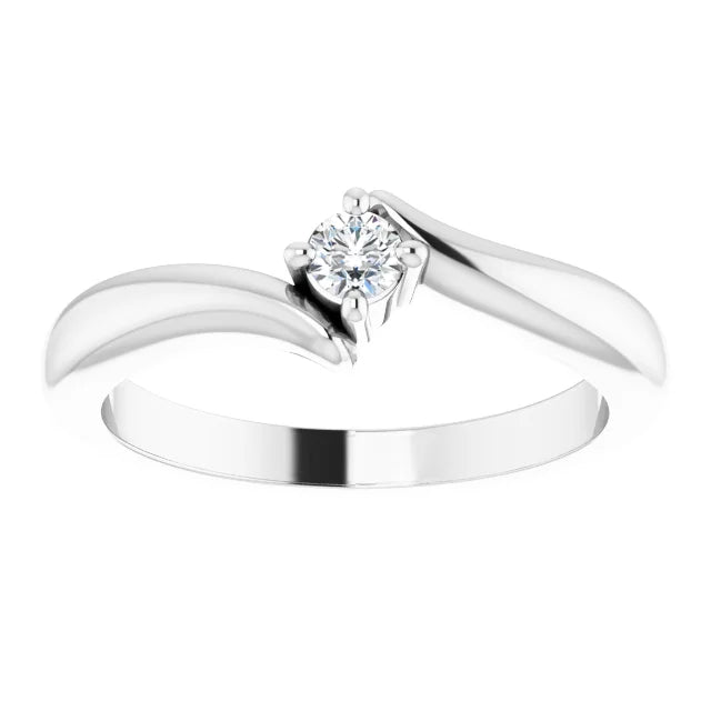 Sterling Silver 3 mm Round Cubic Zirconia Bypass Ring Size 7