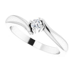 Sterling Silver 3 mm Round Cubic Zirconia Bypass Ring Size 7