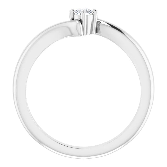 Sterling Silver 3 mm Round Cubic Zirconia Bypass Ring Size 7