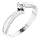 Sterling Silver 3 mm Round Cubic Zirconia Bypass Ring Size 7