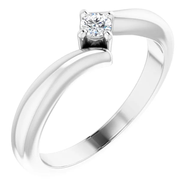 Sterling Silver 3 mm Round Cubic Zirconia Bypass Ring Size 7