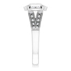 Sterling Silver Cubic Zirconia Halo-Style Illusion Ring Size 7