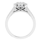 Sterling Silver Cubic Zirconia Halo-Style Illusion Ring Size 7