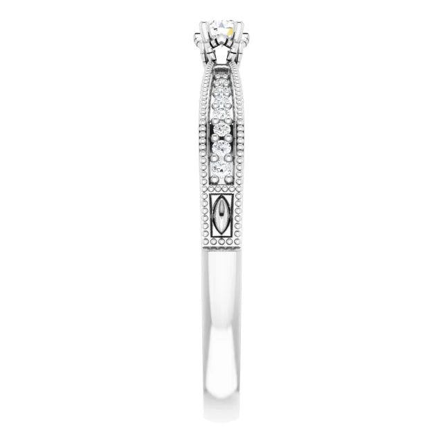 Sterling Silver Imitation White Cubic Zirconia Vintage-Inspired Ring