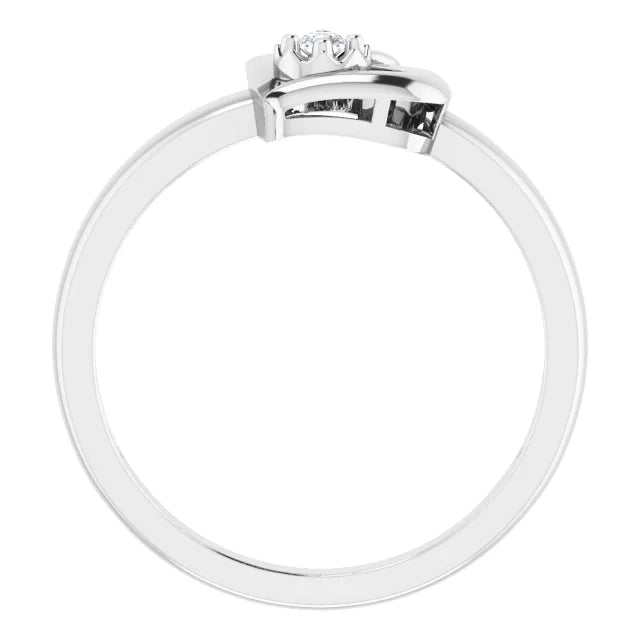 Sterling Silver Imitation White Cubic Zirconia Heart Ring