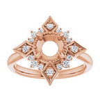 14K Rose Gold Round 1/5 CTW Diamond Semi-Set Engagement Ring