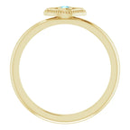 14K Yellow Gold Natural Aquamarine Stackable Evil Eye Ring