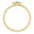 14K Yellow Gold Lab-Grown Blue Sapphire Stackable Evil Eye Ring