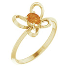14K Yellow Gold 4x3 mm Oval November Youth Butterfly Birthstone Ring