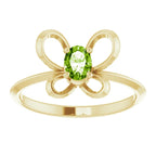 14K Yellow Gold 4x3 mm Oval August Youth Butterfly Birthstone Ring