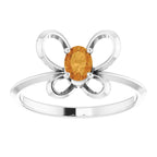 14K White Gold 4x3 mm Oval November Youth Butterfly Birthstone Ring