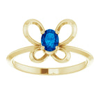 14K Yellow Gold 4x3 mm Oval September Youth Butterfly Birthstone Ring